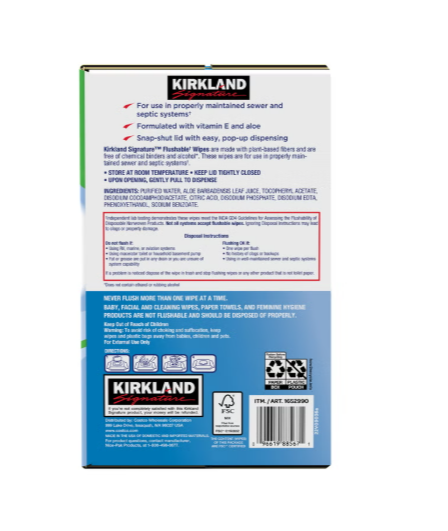 Kirkland Signature Premoistened Flushable Wipes Fragrance Free 640 Count Flushable Wet Wipes