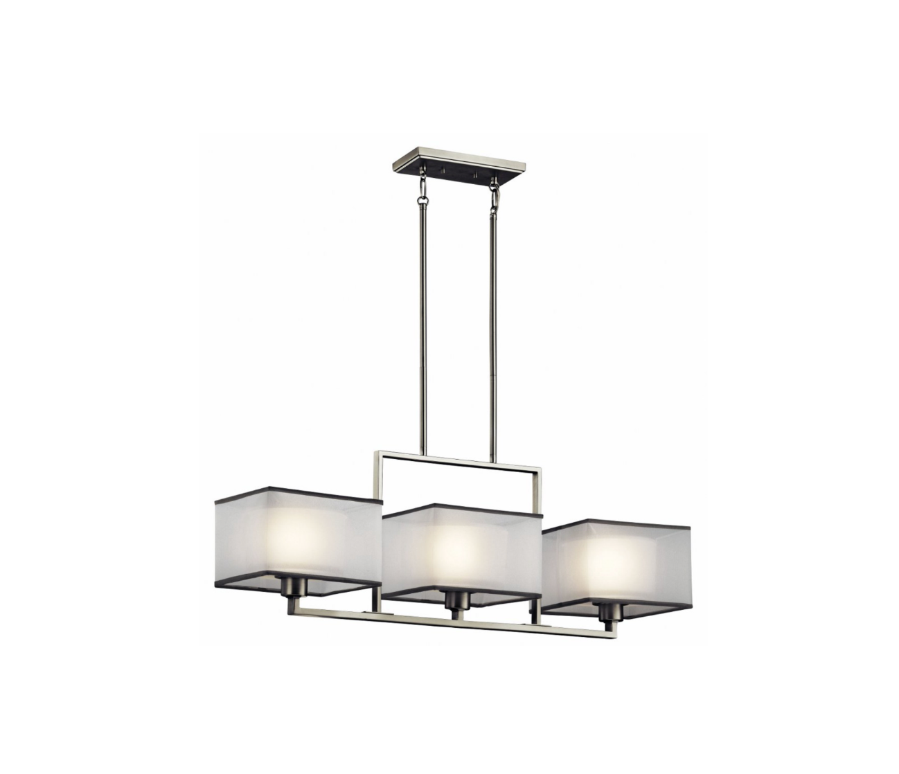 Kichler 43437NI 3-Light Linear Chandelier - Versatile Modern Lighting for Living Room, Dining Room & Kitchen (13" H x 9" W)