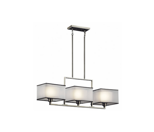 Kichler 43437NI 3-Light Linear Chandelier - Versatile Modern Lighting for Living Room, Dining Room & Kitchen (13" H x 9" W)