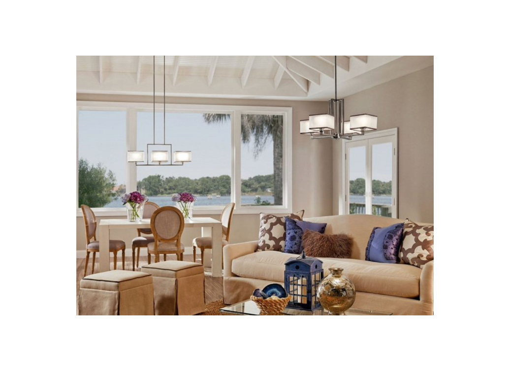 Kichler 43437NI 3-Light Linear Chandelier - Versatile Modern Lighting for Living Room, Dining Room & Kitchen (13" H x 9" W)