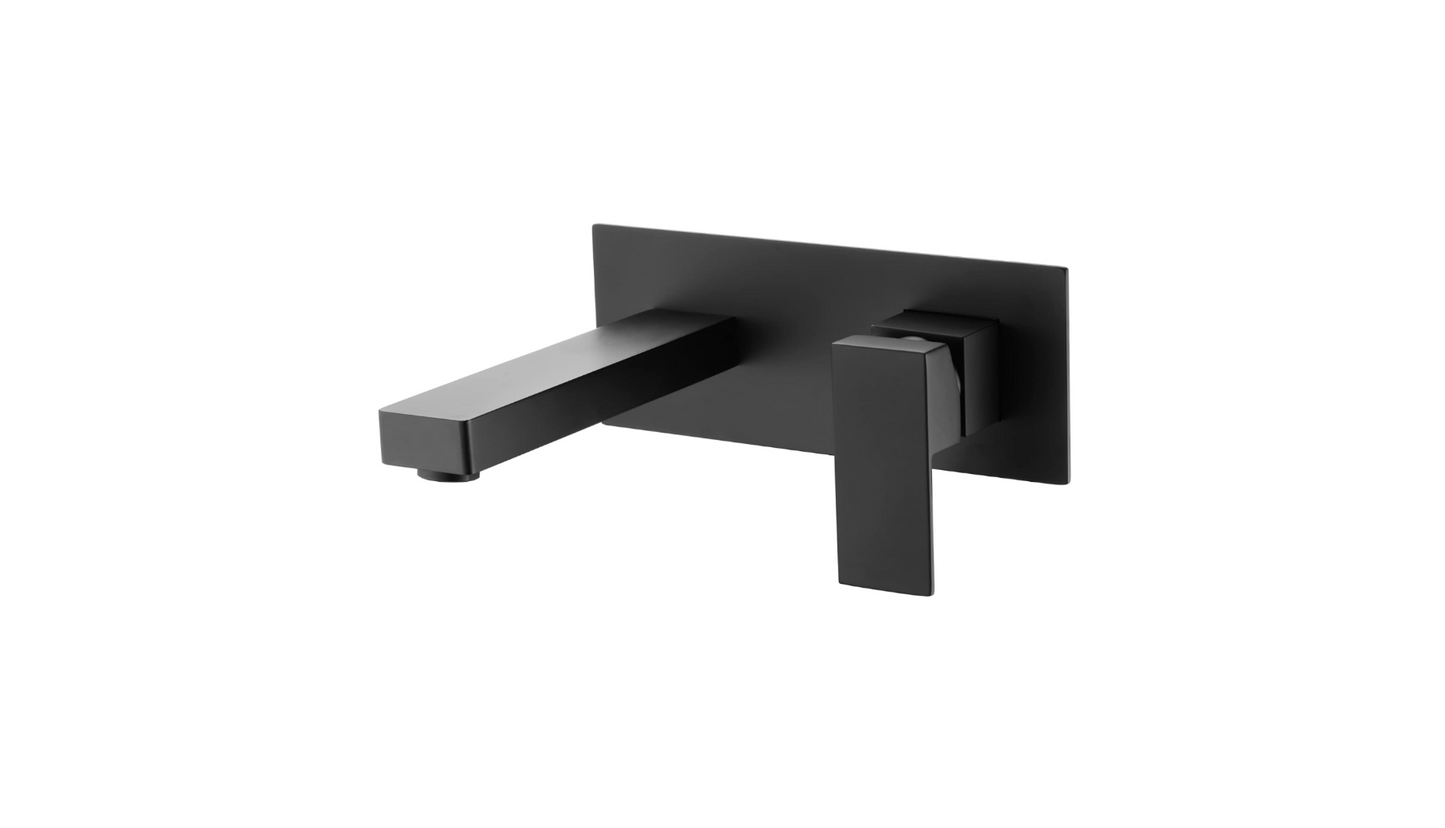 Sumerain Matte Black Wall Mount Bathroom Sink Faucet Single Handle Modern Faucet with Rough-in Valve Included