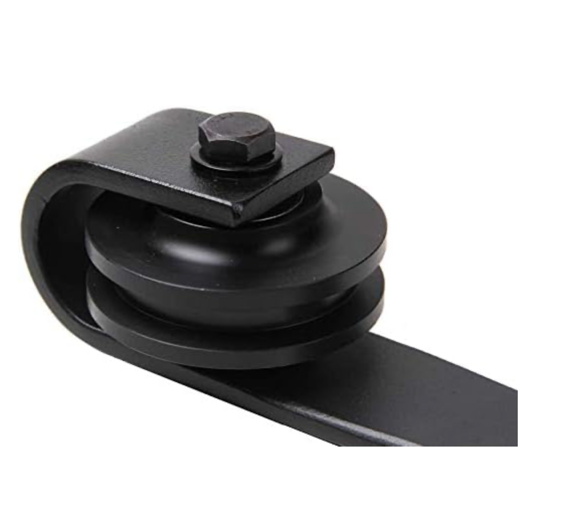 WINSOON J-Shape Sliding Barn Door Hardware Roller Kit Frosted Black Carbon Steel Hangers