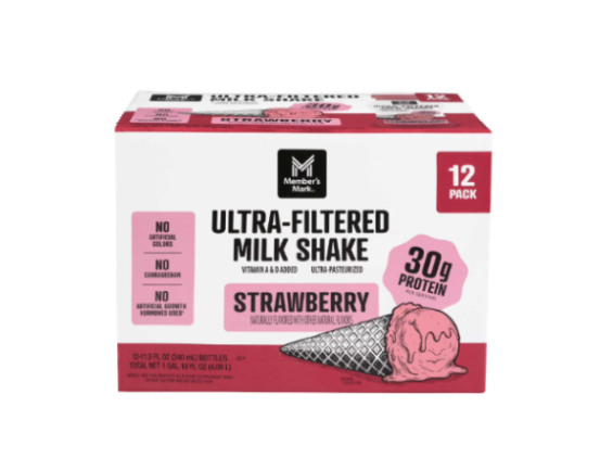 Member's Mark 30g Ultra-Filtered Milk Protein Shake, Strawberry, 11.5 fl oz, 12 Pack