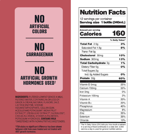 Member's Mark 30g Ultra-Filtered Milk Protein Shake, Strawberry, 11.5 fl oz, 12 Pack