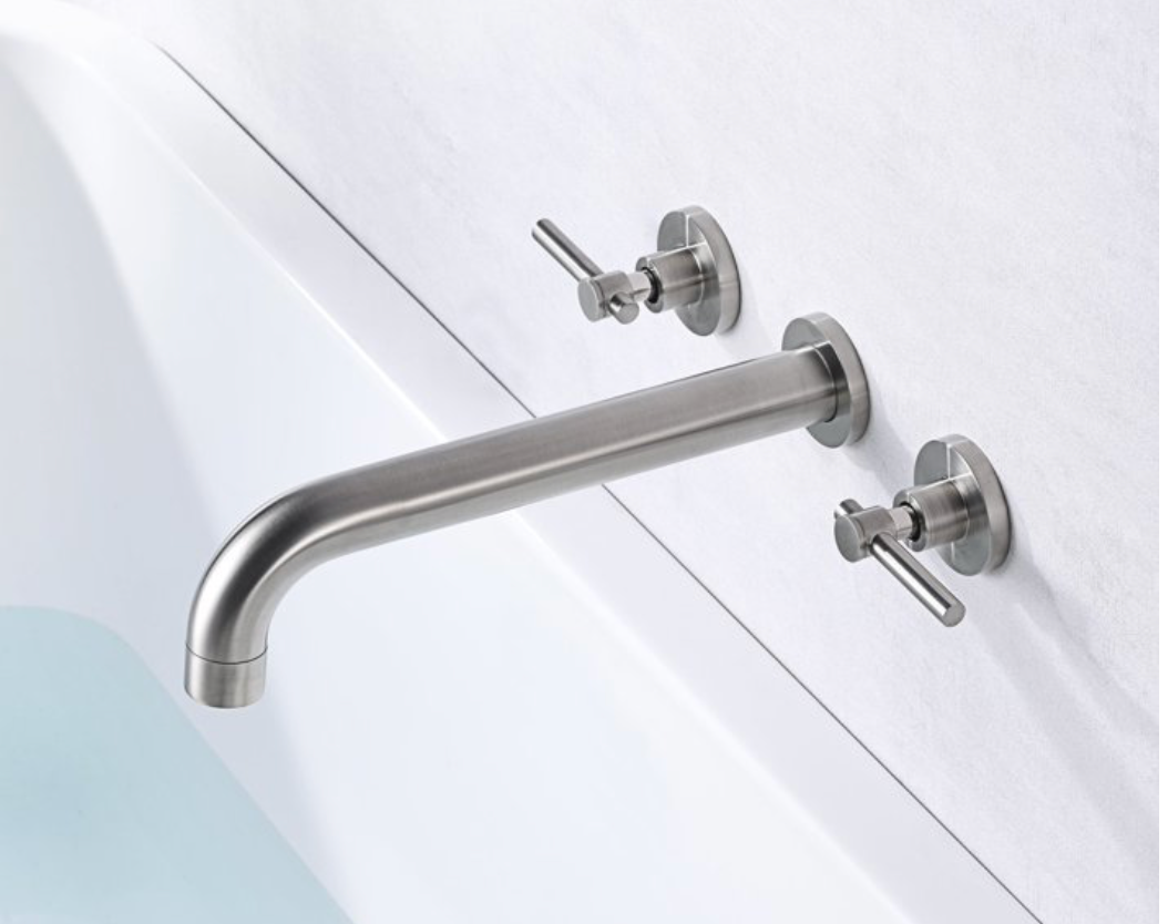 Sumerain Wall Mount Tub Filler Faucet, Dual Handle High Flow Solid Brass Bathtub Faucet