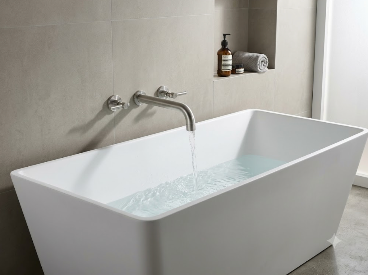 Sumerain Wall Mount Tub Filler Faucet, Dual Handle High Flow Solid Brass Bathtub Faucet