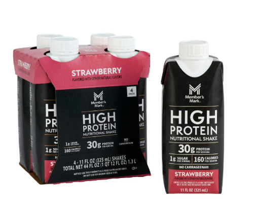 Member's Mark 30g High Protein Shakes Variety Pack Chocolate, Vanilla & Strawberry 11 fl oz, 12 Pack