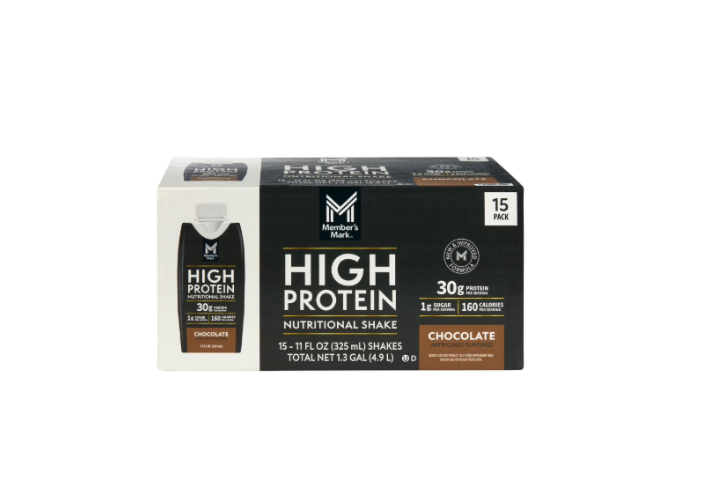 Member's Mark 30g High Protein Nutritional Shake, Chocolate, 11 fl oz, 15 Pack