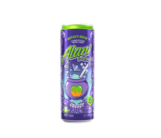 Alani Nu Energy Drink Witch's Brew, Sour Apple & Caramel, 12 fl oz, 18 Pack
