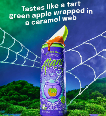 Alani Nu Energy Drink Witch's Brew, Sour Apple & Caramel, 12 fl oz, 18 Pack