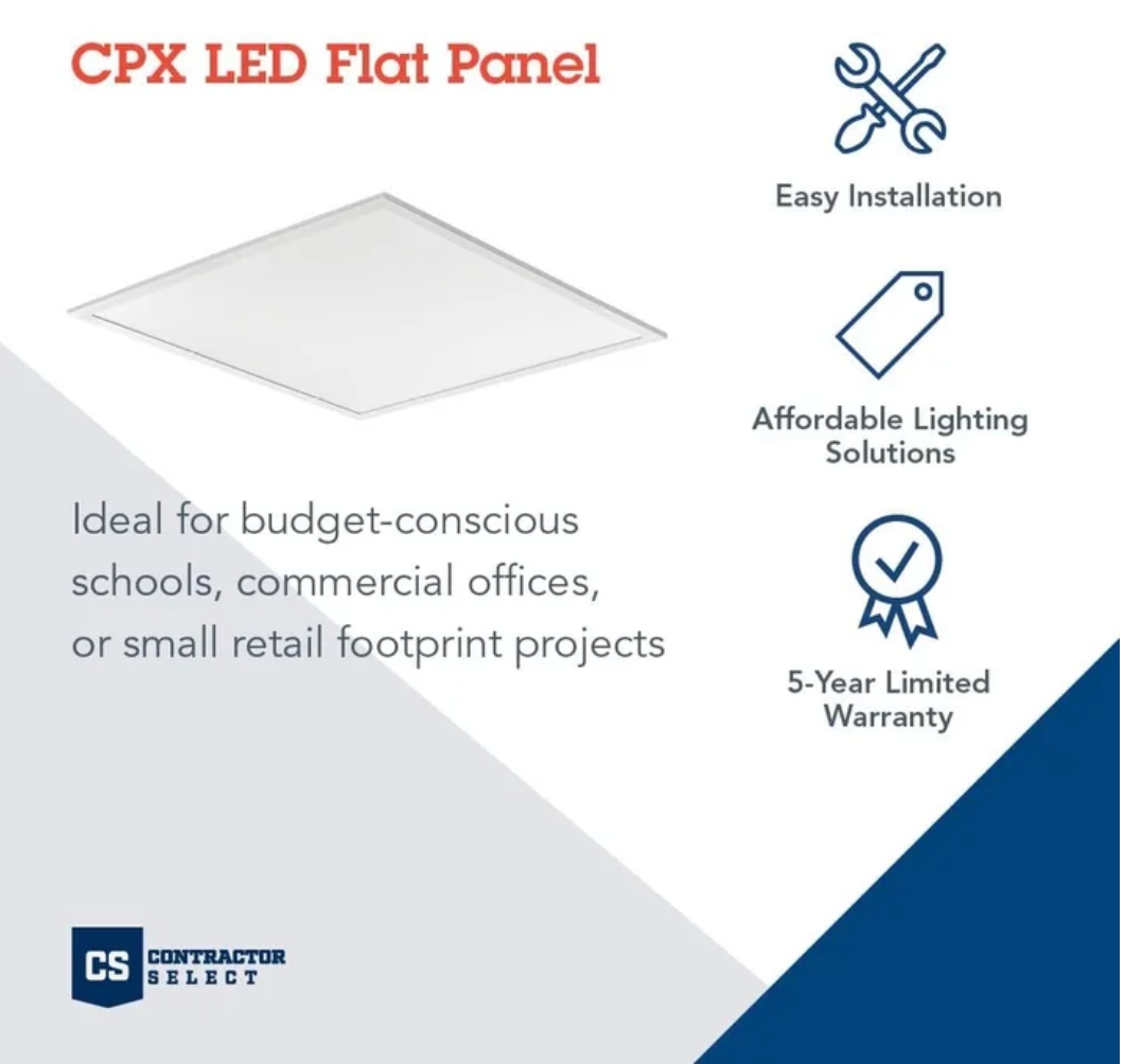 Lithonia Lighting CPX 2x2 LED Flat Panel Light - Switchable CCT (3000K/4000K/5000K) & Adjustable Lumens (120-277V)
