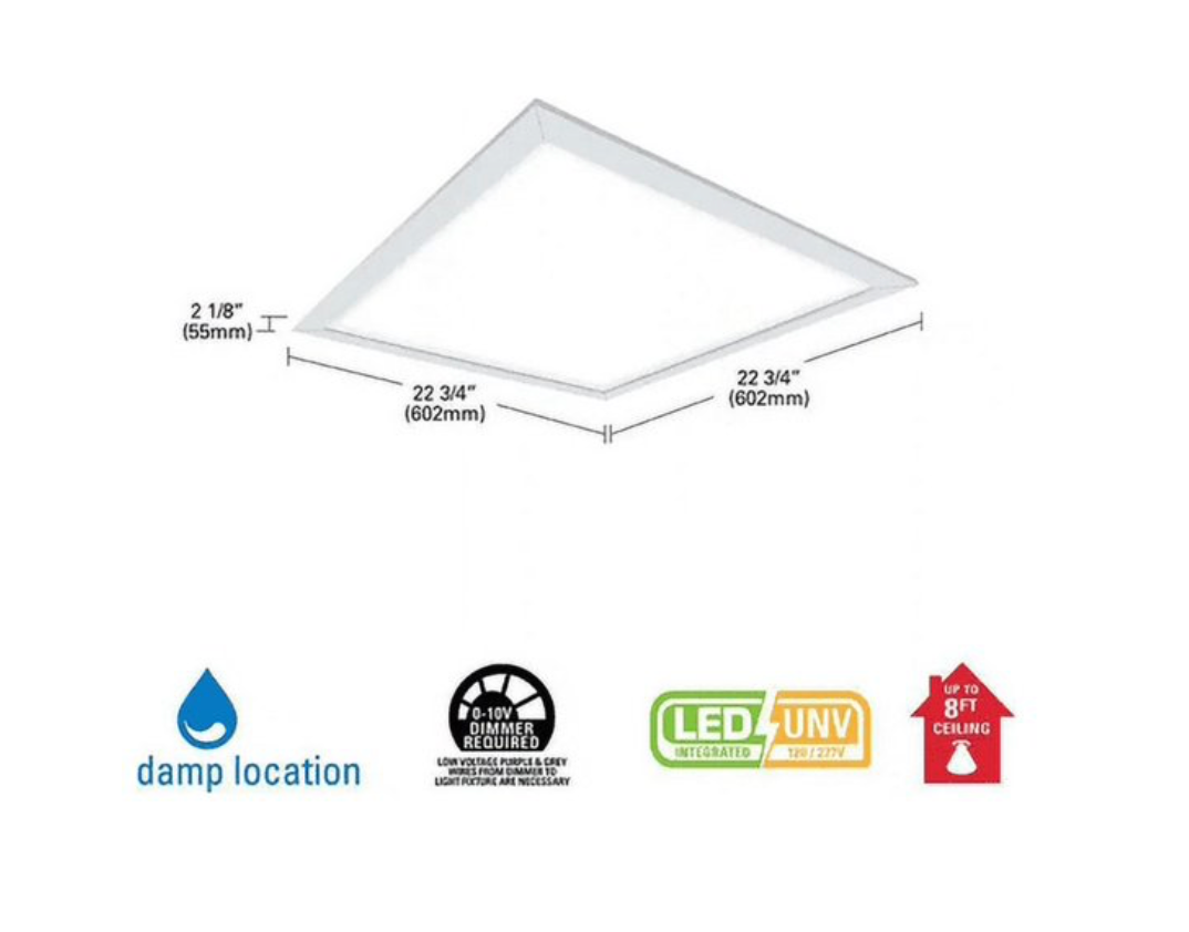 Metalux Cooper Lighting 22CGFP3540C 2x2 LED Flat Panel Light - 4000K Cool White, 0-10V Dimmable, 120-277V