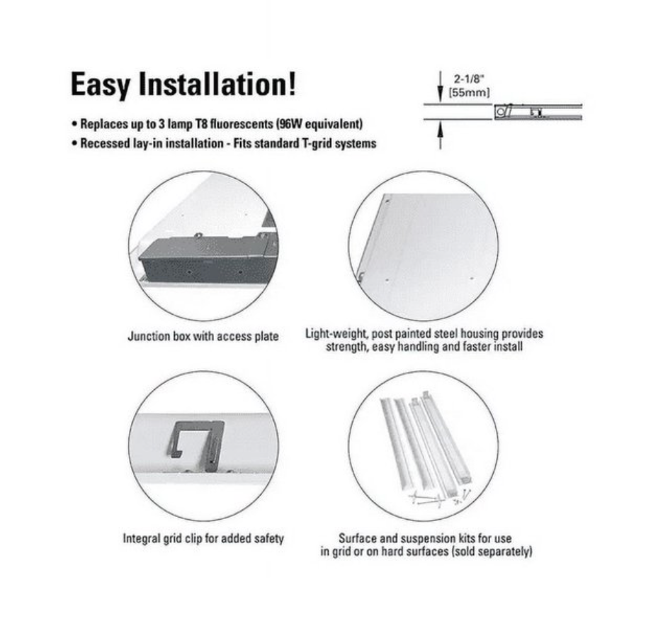 Metalux Cooper Lighting 22CGFP3540C 2x2 LED Flat Panel Light - 4000K Cool White, 0-10V Dimmable, 120-277V