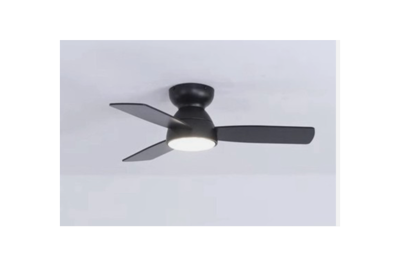 32" Modern Flush Mount Ceiling Fan with Light & Remote | Black