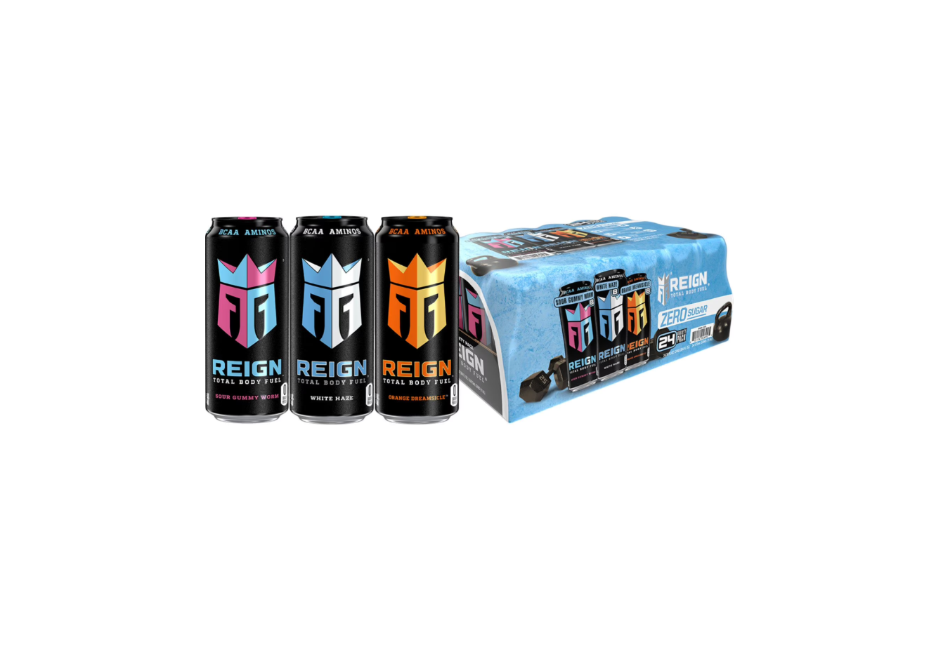 Reign Total Body Fuel Energy Drink Variety Pack, 16 fl oz (24 Pack) - Zero Sugar BCAA Fitness Drink