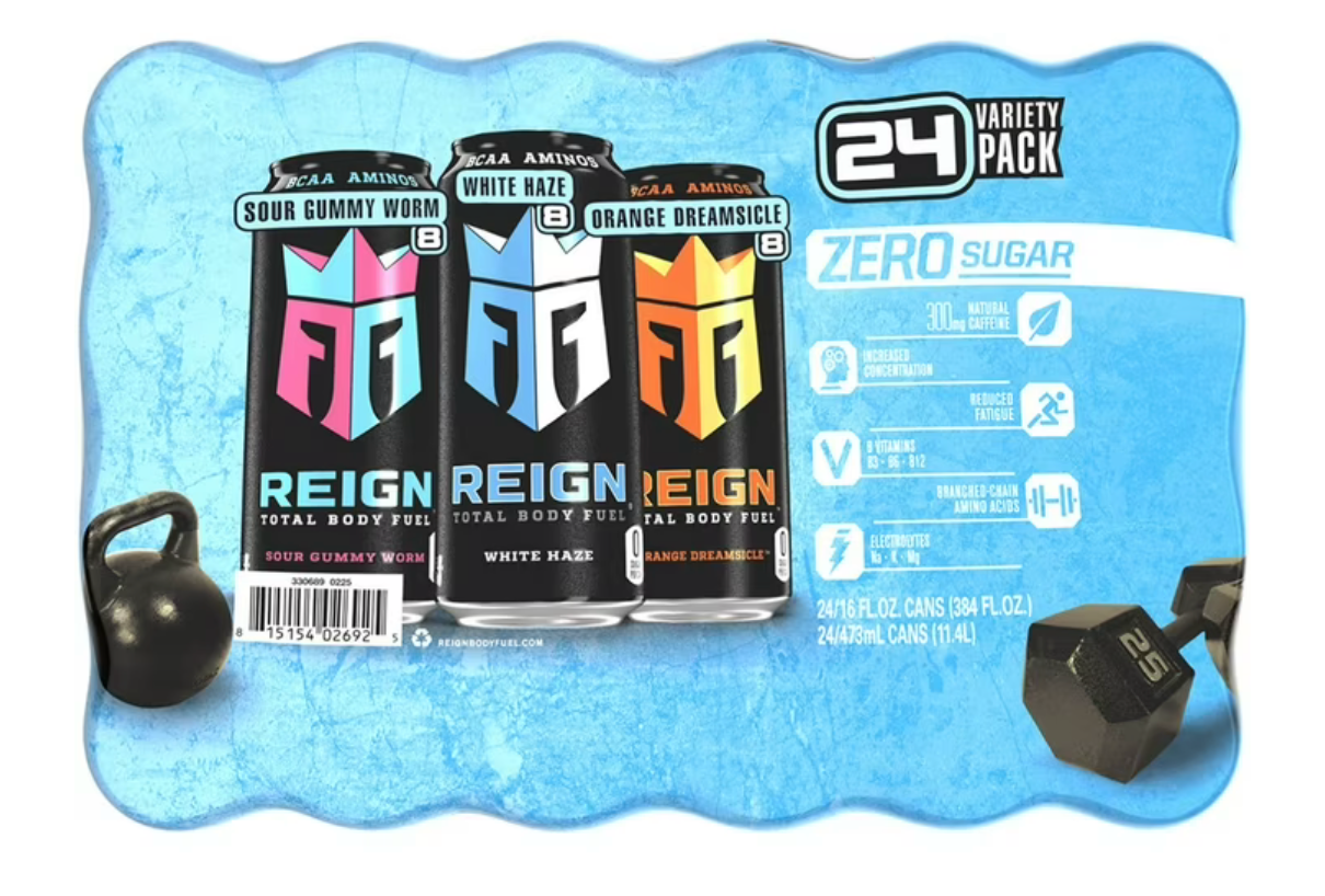 Reign Total Body Fuel Energy Drink Variety Pack, 16 fl oz (24 Pack) - Zero Sugar BCAA Fitness Drink