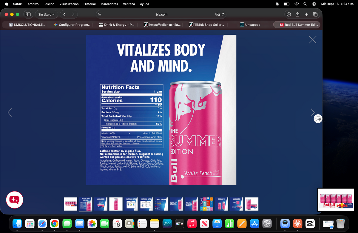 Red Bull Energy Drink, White Peach (The Peach Edition), 8.4 fl oz Cans (24 Pack)