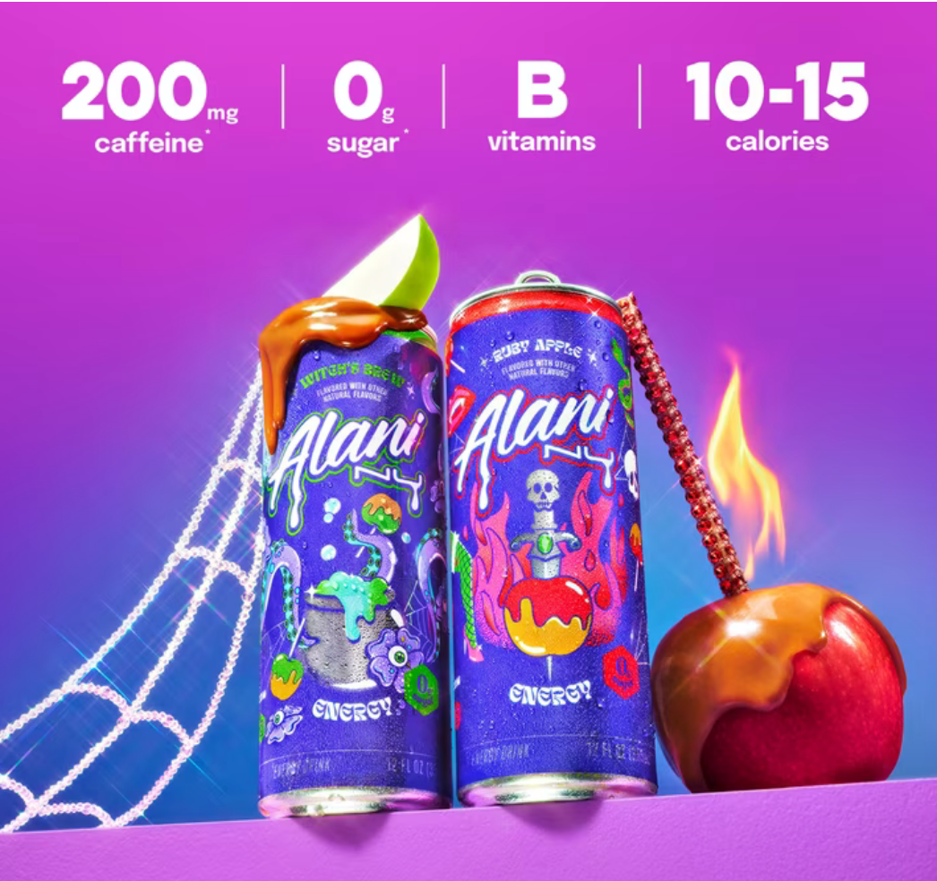 Alani Nu Potion Pack Energy Drinks – Witch's Brew & Ruby Apple (12 Pack, 12 oz Cans)