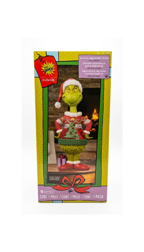 Jim Shore The Grinch "Ugly Sweater" 20.2" Hand-Painted Statue – Enesco Collectible