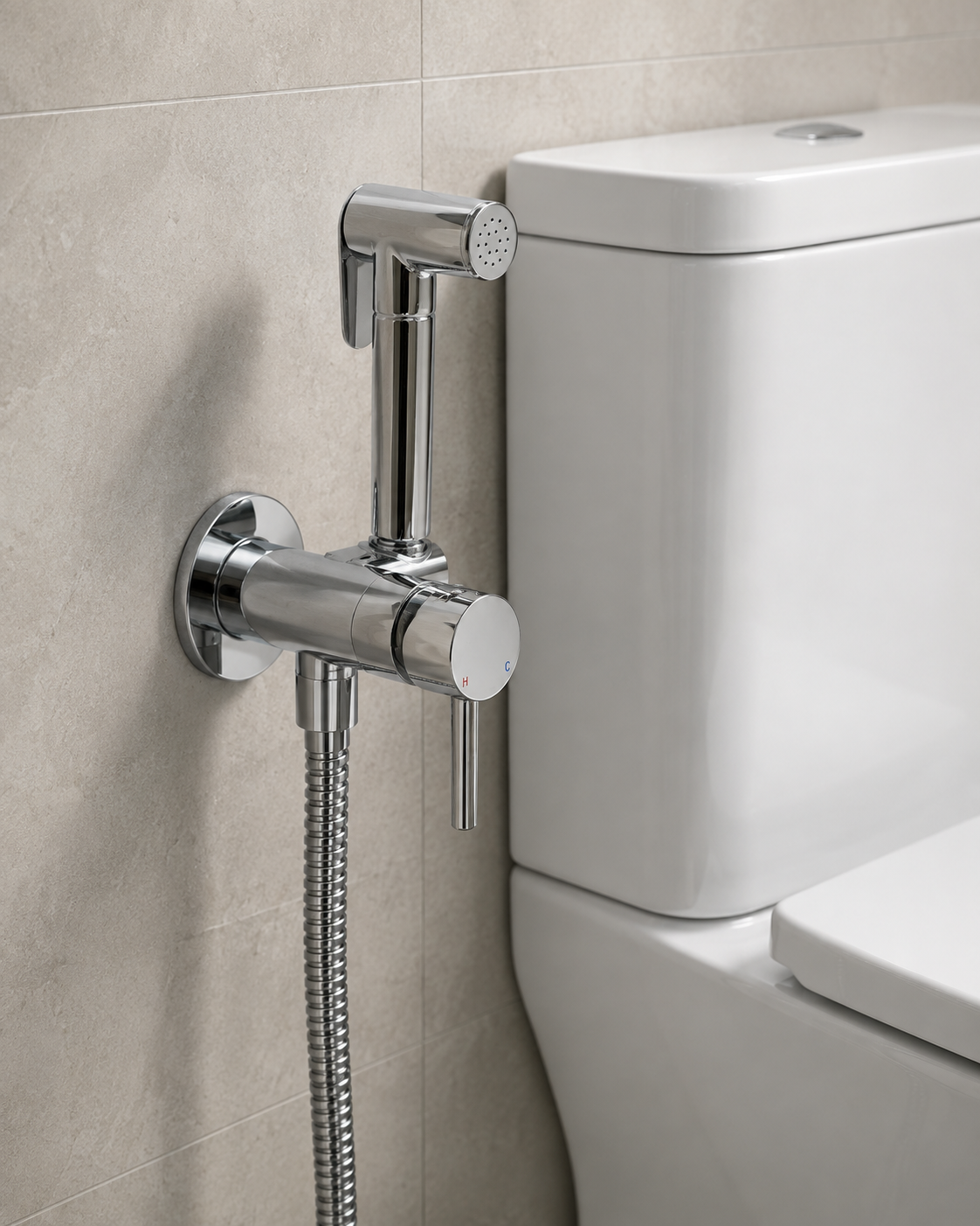 Wall Mount Handheld Bidet Sprayer Kit Chrome Single Handle Hot and Cold Water Mixer Valve Set