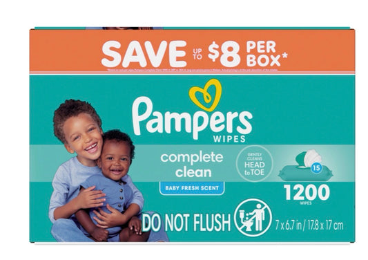 Pampers Complete Clean Baby Wipes, 1200 Count (12 Packs)