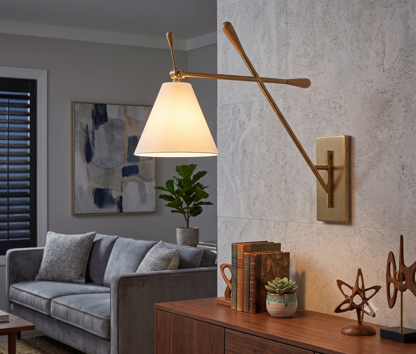 Kichler 20" 1-Light Mid-Century Modern Wall Sconce in Classic Gold (Model 52339CG)