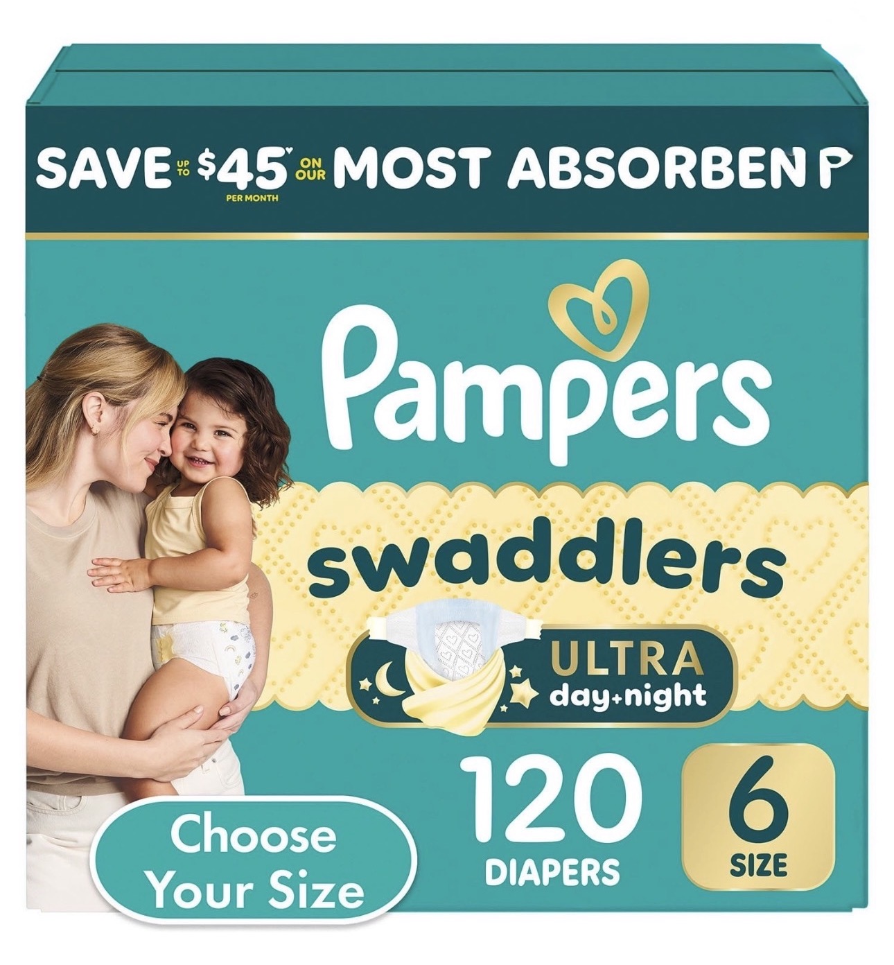 Pampers Swaddlers Baby Diapers, Choose Your Sizes 1 to 8