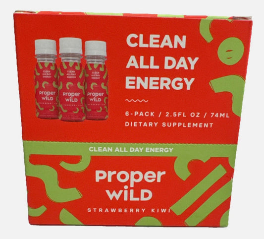 Share Proper Wild Energy Shots Strawberry Kiwi 6 Pack 2.5oz Clean Plant Based