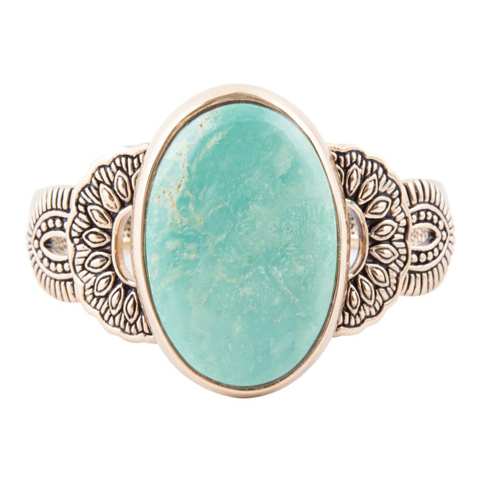 Barse Agave Genuine Turquoise & Bronze Statement Cuff Bracelet, Adjustable, Fits Most Wrists