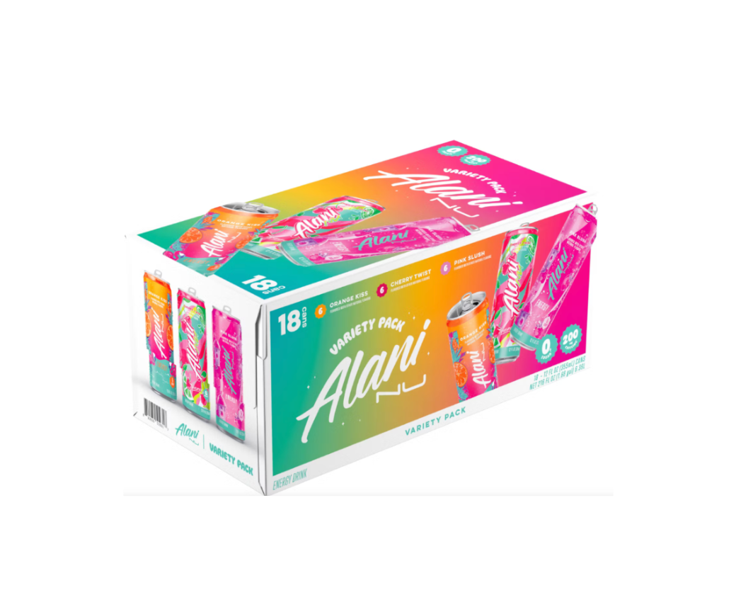 Alani Nu Energy Drink Variety Pack, Orange Kiss, Pink Slush & Cherry Twist, 18 Cans (12 fl oz Each) - view 2