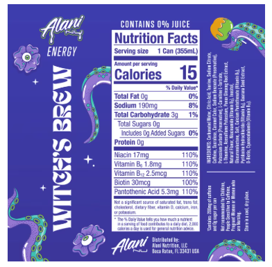Alani Nu Energy Drink, Witch's Brew, 8 Pack (8 x 12 fl oz) Zero Sugar - view 3