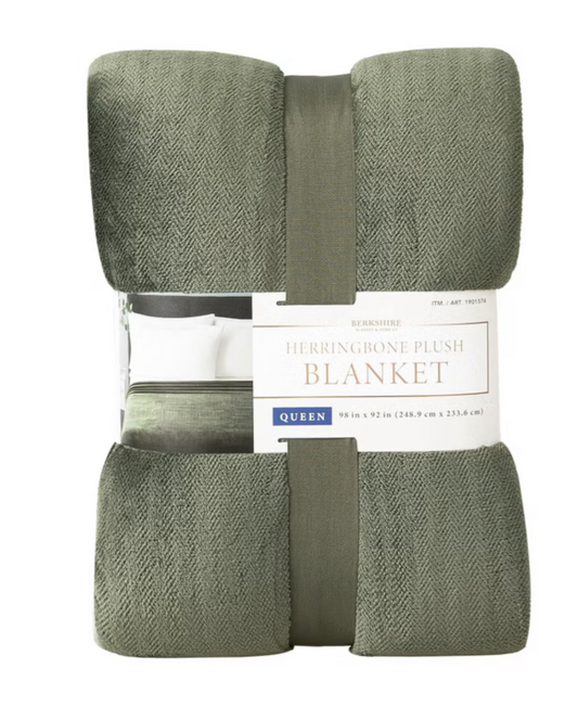 Berkshire Herringbone Plush Blanket - Ultra Soft All-Season Warmth