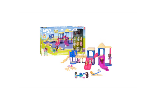 Bluey's Playdate Playground Set 24 Pieces, 10 Figures, Slides, Swings & Accessories Ages 3+