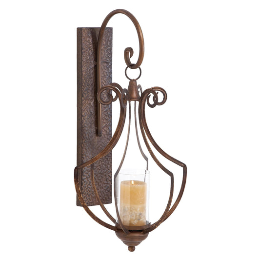 DecMode Bronze Metal Scroll Wall Sconce