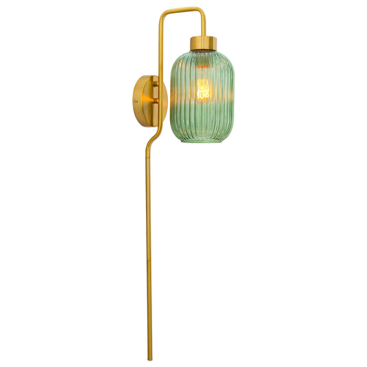 River of Goods Adrienne Green Glass and Metal Retro Wall Sconce - 5.375" x 8.625" x 32.25"