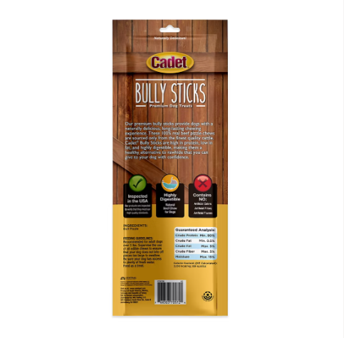 Cadet Large Beef Bully Sticks for dogs 6 count - view 2