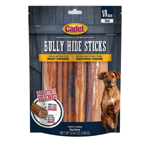 Cadet Small Bully Hide Sticks for dogs 10 count