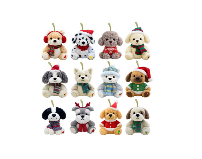 12-Day Plush Ornament Advent Calendar, Set of 12 Holiday Animal Christmas Decorations