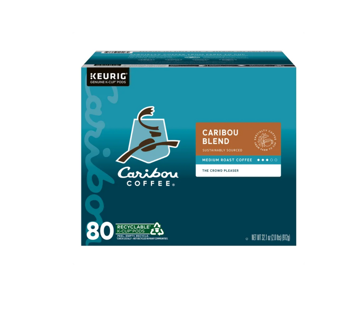 Caribou Coffee Caribou Blend K-Cup Pods, Medium Roast, 80 Count