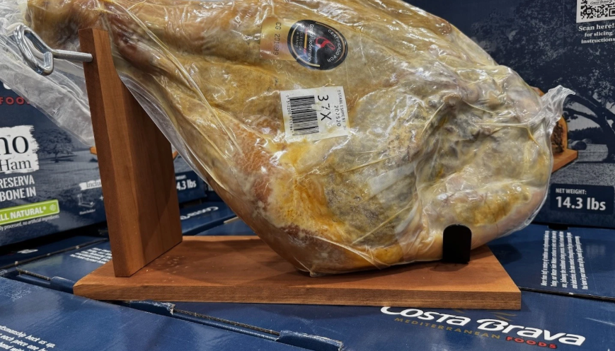 Costa Brava Serrano Reserva Bone-In Spanish Ham 14.3 lb 12 Month Aged with Stand & Knife - view 3