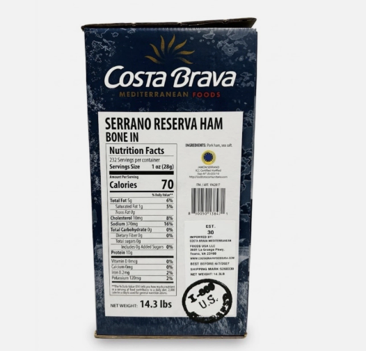 Costa Brava Serrano Reserva Bone-In Spanish Ham 14.3 lb 12 Month Aged with Stand & Knife - view 6