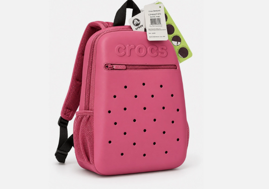 Crocs Backpack Unisex Molded Front, Zipper Pockets & Mesh Bottle Holders