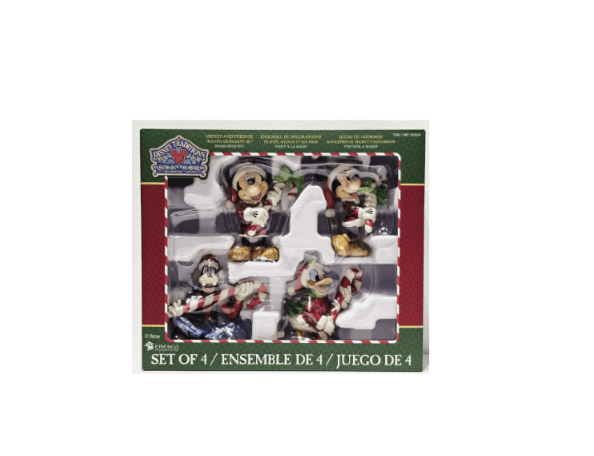 Disney Mickey & Friends Holiday Ornaments by Jim Shore Set of 4 Christmas Decorations
