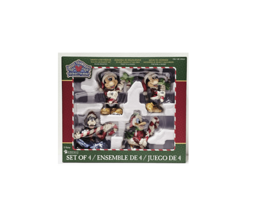 Disney Mickey & Friends Holiday Ornaments by Jim Shore Set of 4 Christmas Decorations