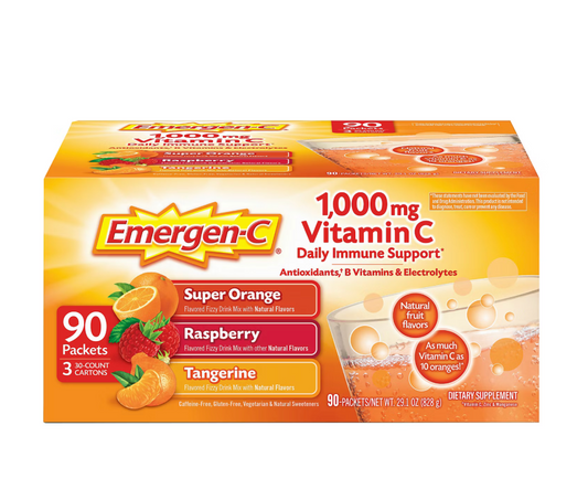 Emergen-C 1,000 mg Vitamin C Fizzy Drink Mix Variety Pack 90 Packets