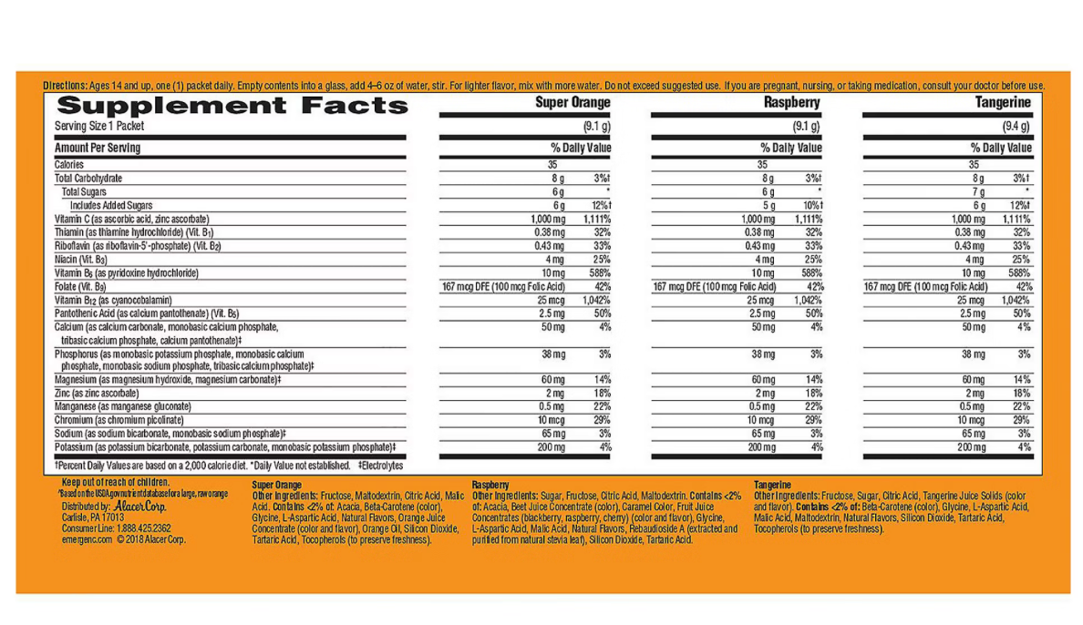 Emergen-C 1,000 mg Vitamin C Fizzy Drink Mix Variety Pack 90 Packets