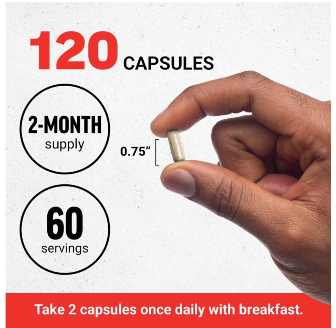 Force Factor Test X180 Legend 120 capsules, 2-month supply, 60 servings, take 2 capsules daily with breakfast