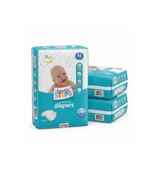 Gentle Steps Premium Baby Diapers Size 2 (12-18 lbs) - 2 Pack (84 Total Count)