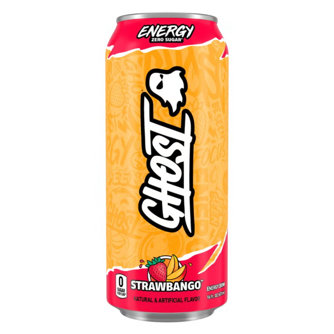 Ghost Energy Zero Sugar Strawbango 16 fl oz can