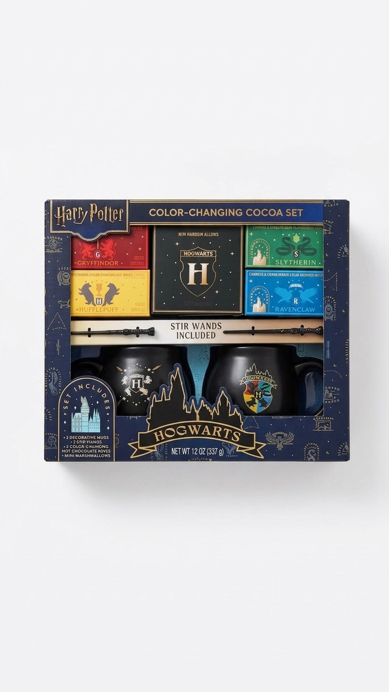 Harry Potter Hogwarts Color-Changing Cocoa Gift Set – 2 Mugs & Wands Collectible